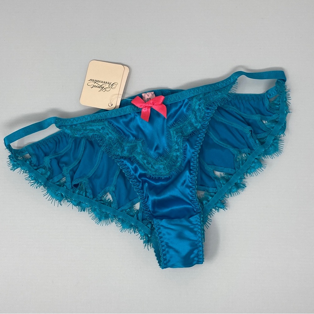 Agent Provocateur Lavelle Silk Turquoise Brief AP4 Large NWT $190 - Picture 7 of 10